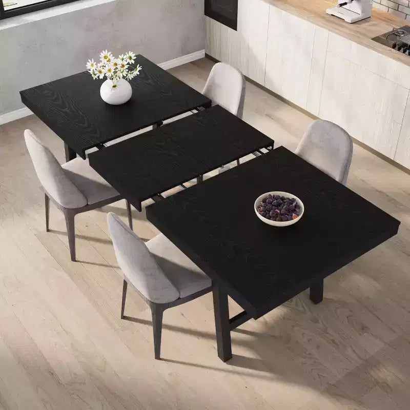 Table à manger industrielle extensible 63-83 po pour 6-8 personnes - Table de cuisine extensible avec cadre en métal robuste pour salle à manger, cuisine et fêtes