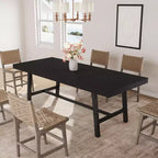 Table à manger industrielle extensible 63-83 po pour 6-8 personnes - Table de cuisine extensible avec cadre en métal robuste pour salle à manger, cuisine et fêtes