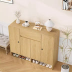 Meuble à chaussures de 120 cm avec 4 portes et 1 tiroir, organiseur à coins arrondis, armoire étroite de grande capacité pour couloir, salon