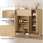 Meuble à chaussures de 120 cm avec 4 portes et 1 tiroir, organiseur à coins arrondis, armoire étroite de grande capacité pour couloir, salon