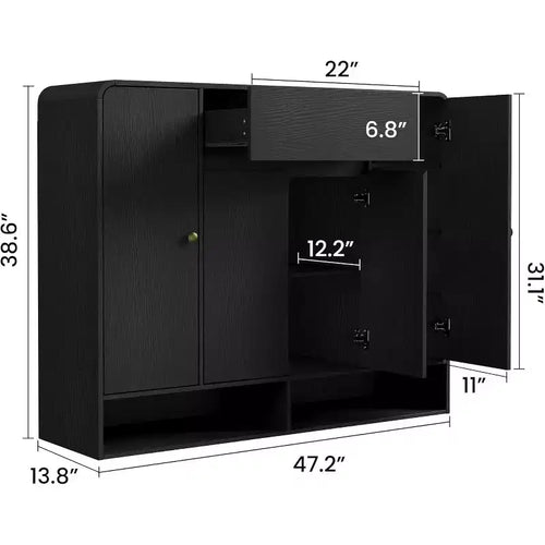 Meuble à chaussures de 120 cm avec 4 portes et 1 tiroir, organiseur à coins arrondis, armoire étroite de grande capacité pour couloir, salon
