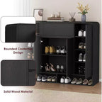 Meuble à chaussures de 120 cm avec 4 portes et 1 tiroir, organiseur à coins arrondis, armoire étroite de grande capacité pour couloir, salon