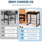 Lot de 2 tabourets de bar mi-century de 66 cm, tabourets de comptoir modernes en cuir synthétique avec surpiqûres pour îlot de cuisine, salle à manger et bar à domicile