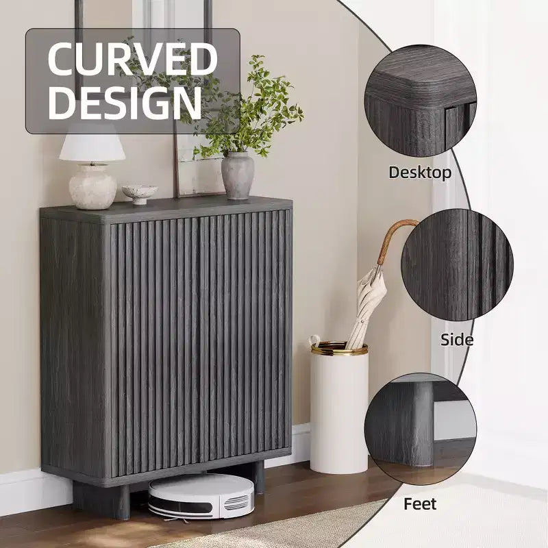 Meuble à chaussures Acekool 31,6 pouces avec porte nervurée, banc de rangement à 5 niveaux pour entrée