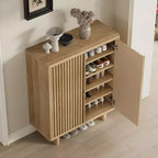 Meuble à chaussures Acekool 31,6 pouces avec porte nervurée, banc de rangement à 5 niveaux pour entrée
