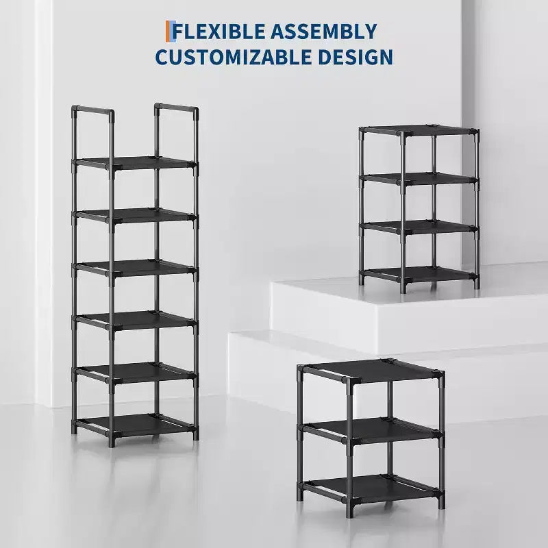 Étagère à chaussures métallique à 10 niveaux, range-chaussures haut et peu encombrant avec étagères en tissu amovibles pour placard, entrée, chambre à coucher