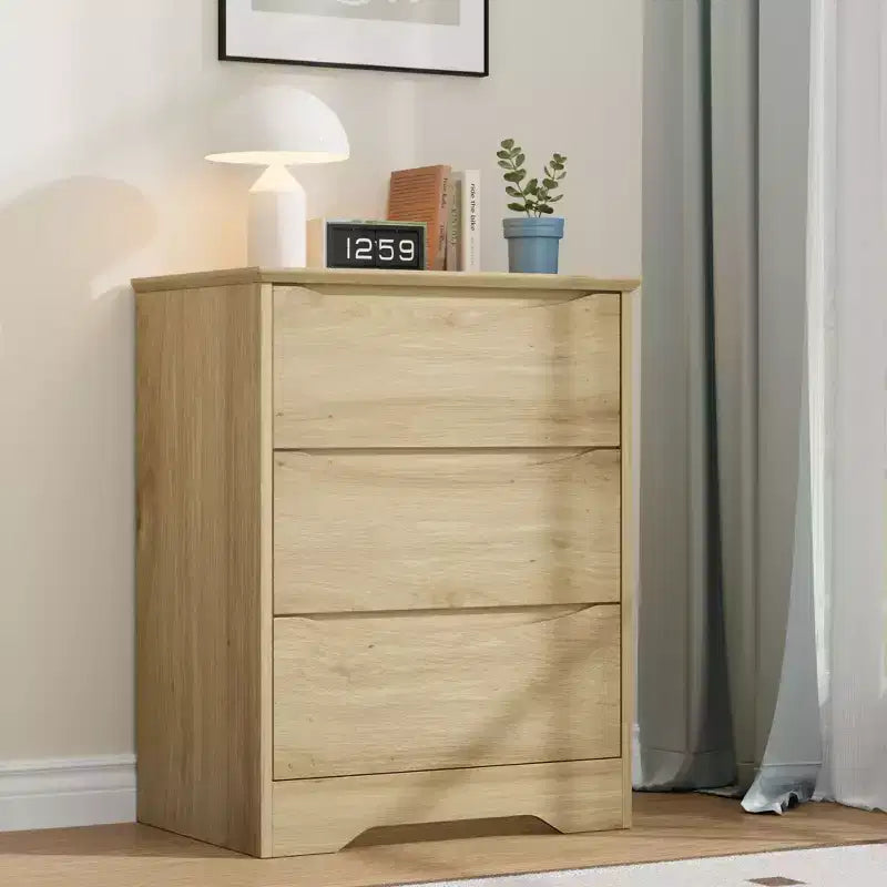 3-Drawer Wooden Tall Dresser, Modern Chest of Drawers with Deep Storage & Wide Top, Long Storage Closet for Bedroom, Living Room, Hallway & Kids Room