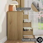 Commode haute en bois à 3 tiroirs, commode moderne avec rangement profond et plateau large, armoire de rangement longue pour chambre à coucher, salon, couloir et chambre d'enfant
