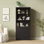 Bibliothèque haute à 5 niveaux avec portes et tiroir, 80 cm de large, étagère moderne autoportante, meuble de rangement réglable pour bureau à domicile ou salon