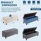 Banc de rangement ottoman de 129 cm, banc de rangement capitonné rembourré pour bout de lit, banc d'entrée avec couvercle rabattable et charnière de sécurité à fermeture lente pour le salon