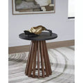 Signature Design by Ashley Kallari Round End Table, Two-Tone Warm Brown and Black Finish