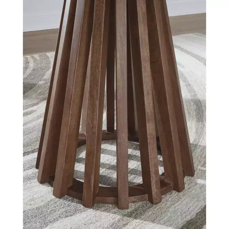 Table d'appoint ronde Kallari de Signature Design by Ashley, finition bicolore brun chaud et noir