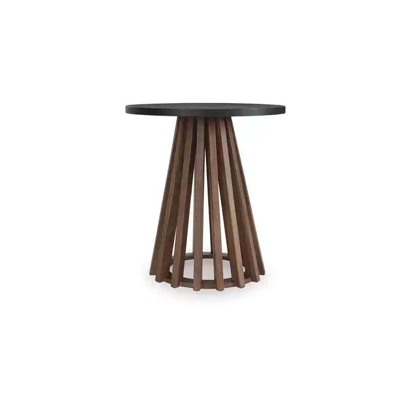 Table d'appoint ronde Kallari de Signature Design by Ashley, finition bicolore brun chaud et noir