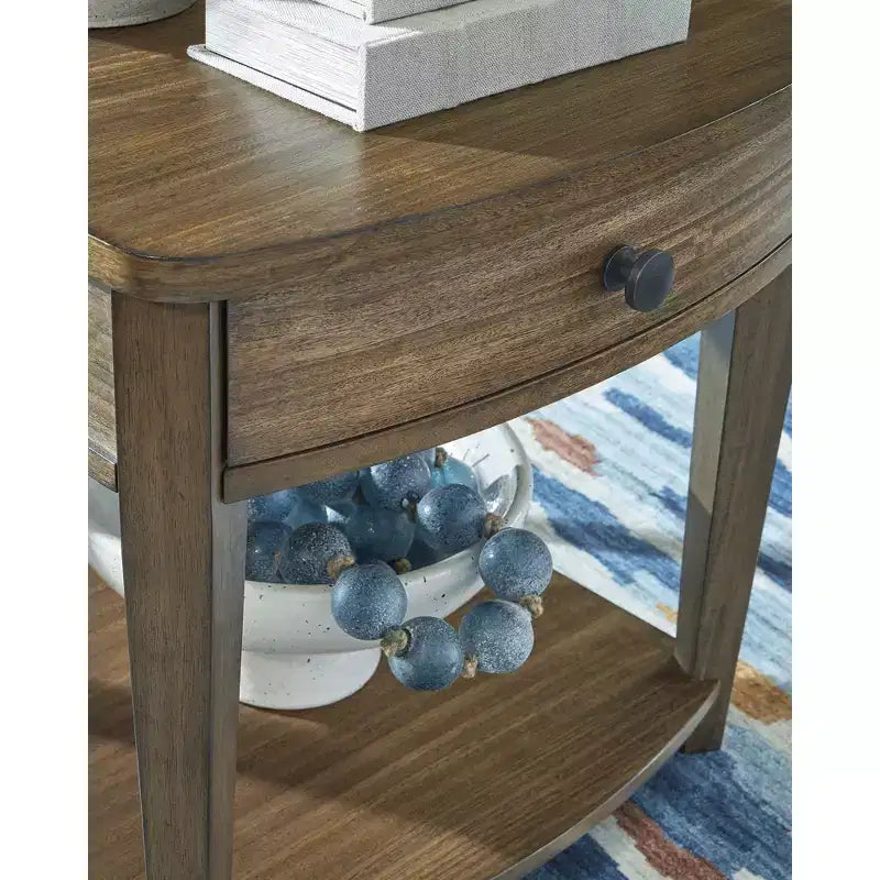 Table d'appoint rectangulaire Signature Design by Ashley Burkbyer avec tiroir et étagère inférieure, finition marron