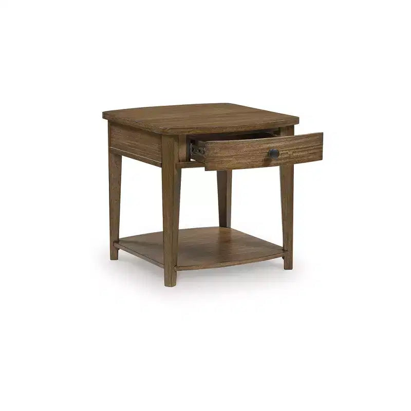 Table d'appoint rectangulaire Signature Design by Ashley Burkbyer avec tiroir et étagère inférieure, finition marron