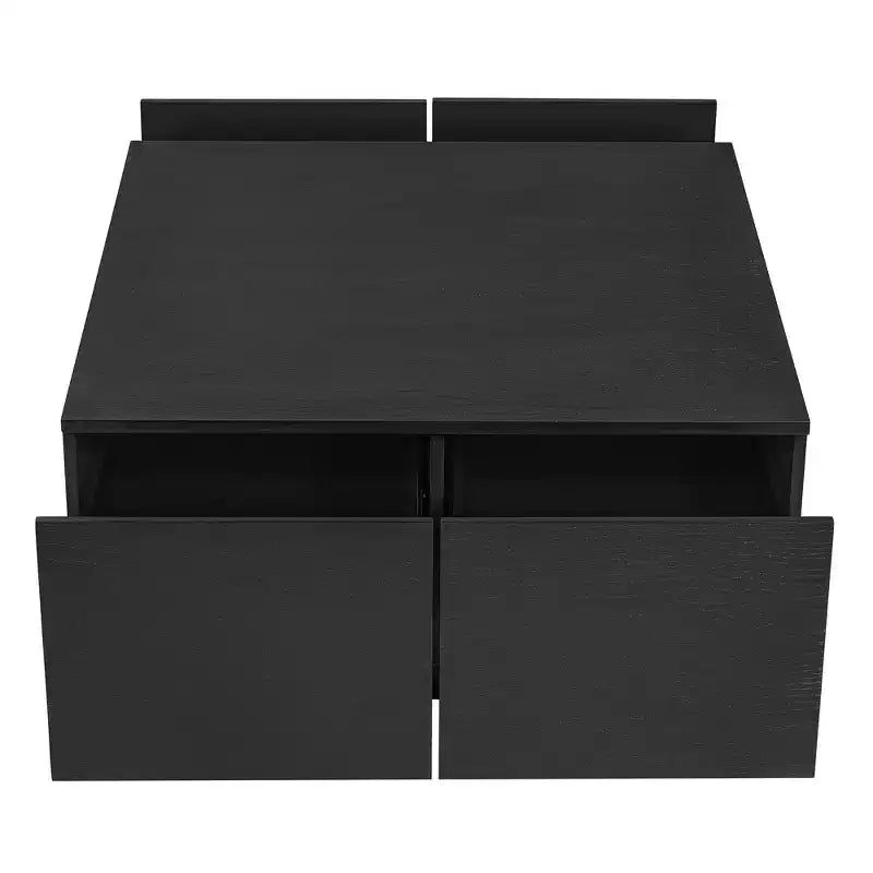 Table basse carrée Whisen en bois avec 4 tiroirs de rangement, finition classique pour salon
