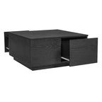 Table basse carrée Whisen en bois avec 4 tiroirs de rangement, finition classique pour salon