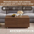 Table basse carrée Whisen en bois avec 4 tiroirs de rangement, finition classique pour salon