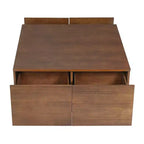Table basse carrée Whisen en bois avec 4 tiroirs de rangement, finition classique pour salon