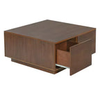Table basse carrée Whisen en bois avec 4 tiroirs de rangement, finition classique pour salon