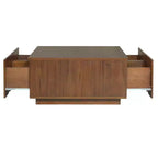 Table basse carrée Whisen en bois avec 4 tiroirs de rangement, finition classique pour salon