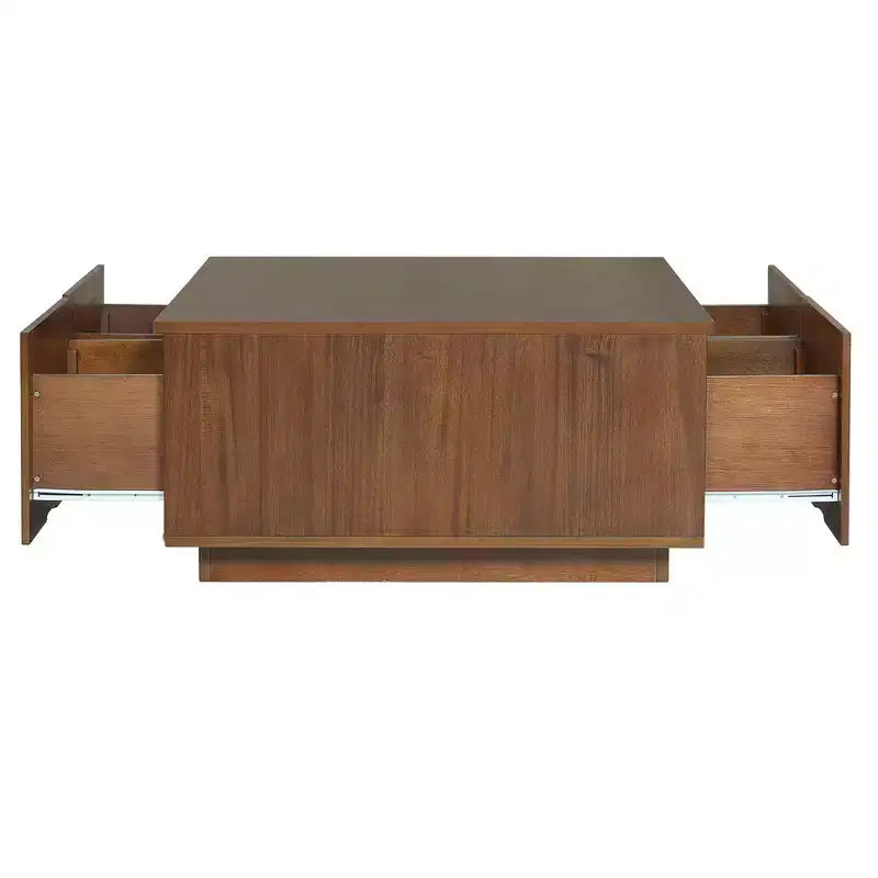 Table basse carrée Whisen en bois avec 4 tiroirs de rangement, finition classique pour salon