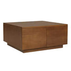 Table basse carrée Whisen en bois avec 4 tiroirs de rangement, finition classique pour salon