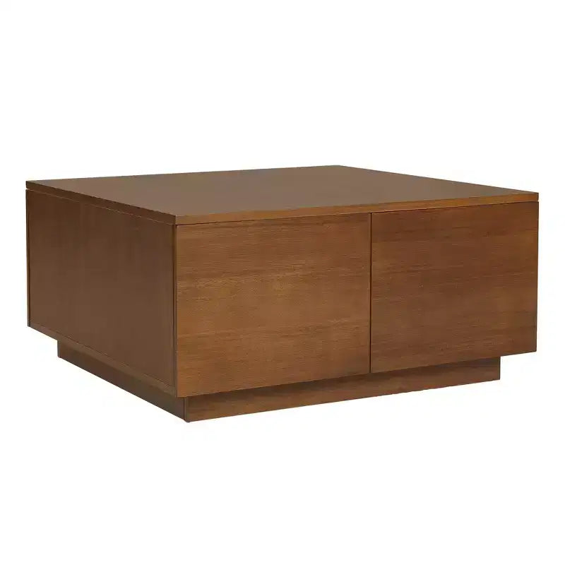 Table basse carrée Whisen en bois avec 4 tiroirs de rangement, finition classique pour salon