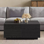 Table basse carrée Whisen en bois avec 4 tiroirs de rangement, finition classique pour salon