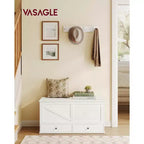 VASAGLE Coffre de Rangement, Banc de Rangement avec 2 Tiroirs en Tissu, Style Ferme, 40 x 100 x 50.5 cm