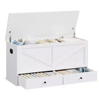 VASAGLE Storage Chest, Storage Bench with 2 Fabric Drawers, Farmhouse Style, 15.7 x 39.4 x 19.9 Inches