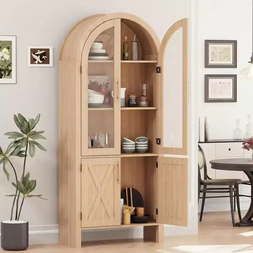 Garde-manger/placard de rangement de cuisine de 152 cm de haut avec arc en bois, 4 grands tiroirs et étagère réglable, meuble polyvalent pour entrée, cuisine, salon