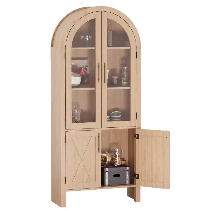 Garde-manger/placard de rangement de cuisine de 152 cm de haut avec arc en bois, 4 grands tiroirs et étagère réglable, meuble polyvalent pour entrée, cuisine, salon