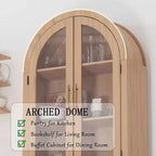 Garde-manger/placard de rangement de cuisine de 152 cm de haut avec arc en bois, 4 grands tiroirs et étagère réglable, meuble polyvalent pour entrée, cuisine, salon