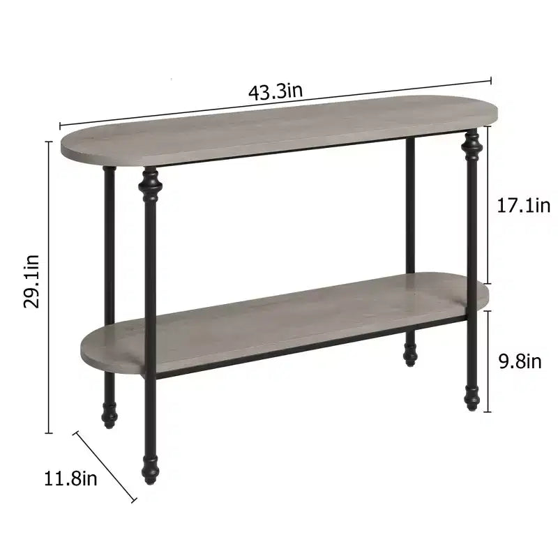 Console d'entrée, table de canapé étroite en bois à 2 niveaux avec étagère de rangement pour salon, entrée