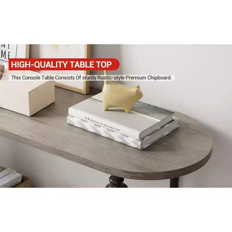 Console d'entrée, table de canapé étroite en bois à 2 niveaux avec étagère de rangement pour salon, entrée