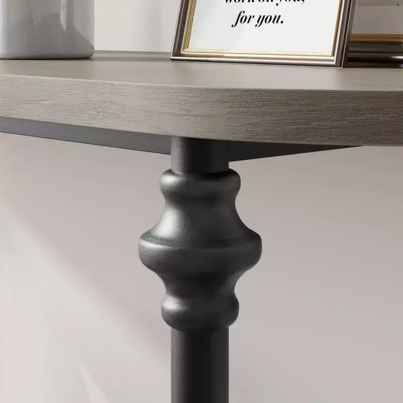 Console d'entrée, table de canapé étroite en bois à 2 niveaux avec étagère de rangement pour salon, entrée