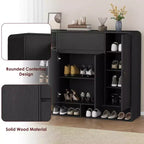 Meuble de rangement à chaussures autoportant de 120 cm avec 4 portes, 1 tiroir et coins arrondis, organiseur étroit grande capacité pour entrée, couloir et salon