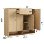 Meuble de rangement à chaussures autoportant de 120 cm avec 4 portes, 1 tiroir et coins arrondis, organiseur étroit grande capacité pour entrée, couloir et salon