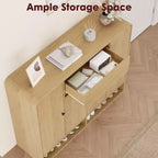 Meuble de rangement à chaussures autoportant de 120 cm avec 4 portes, 1 tiroir et coins arrondis, organiseur étroit grande capacité pour entrée, couloir et salon