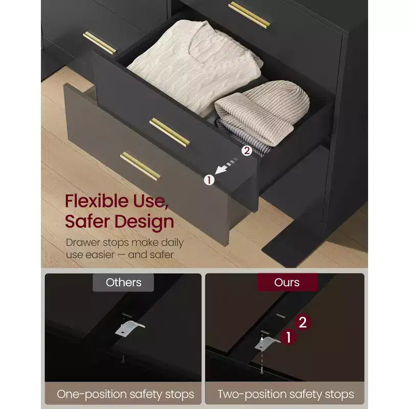 VASAGLE Collection CUSTOS - Commode pour chambre, meuble de rangement pour dressing, style moderne, meuble TV pour salon, 6 tiroirs