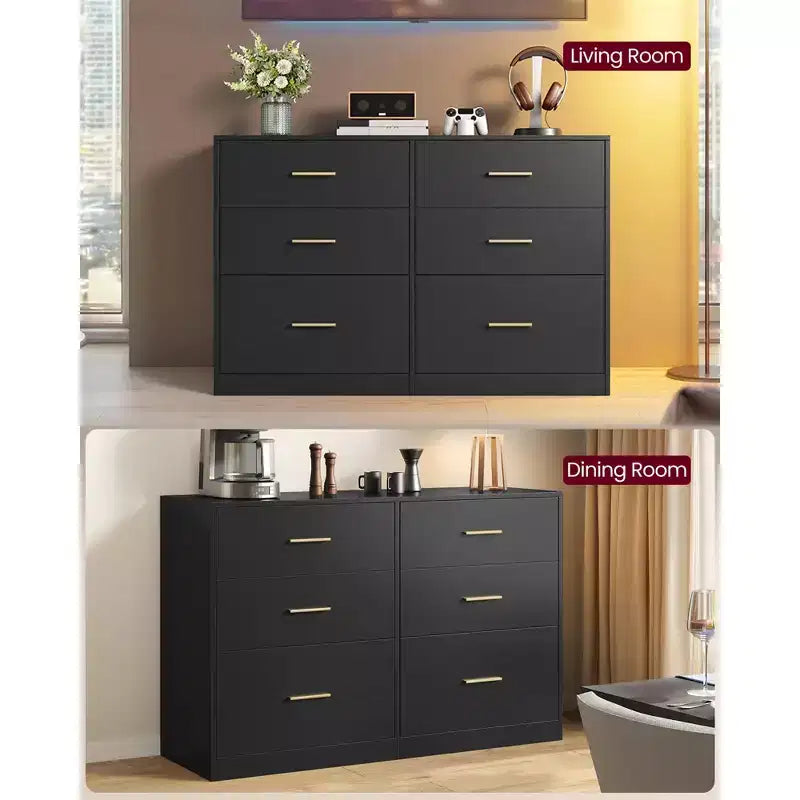 VASAGLE Collection CUSTOS - Commode pour chambre, meuble de rangement pour dressing, style moderne, meuble TV pour salon, 6 tiroirs