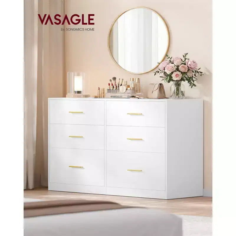 VASAGLE Collection CUSTOS - Commode pour chambre, meuble de rangement pour dressing, style moderne, meuble TV pour salon, 6 tiroirs