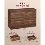 VASAGLE Collection CUSTOS - Commode pour chambre, meuble de rangement pour dressing, style moderne, meuble TV pour salon, 6 tiroirs