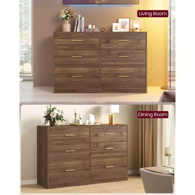 VASAGLE Collection CUSTOS - Commode pour chambre, meuble de rangement pour dressing, style moderne, meuble TV pour salon, 6 tiroirs