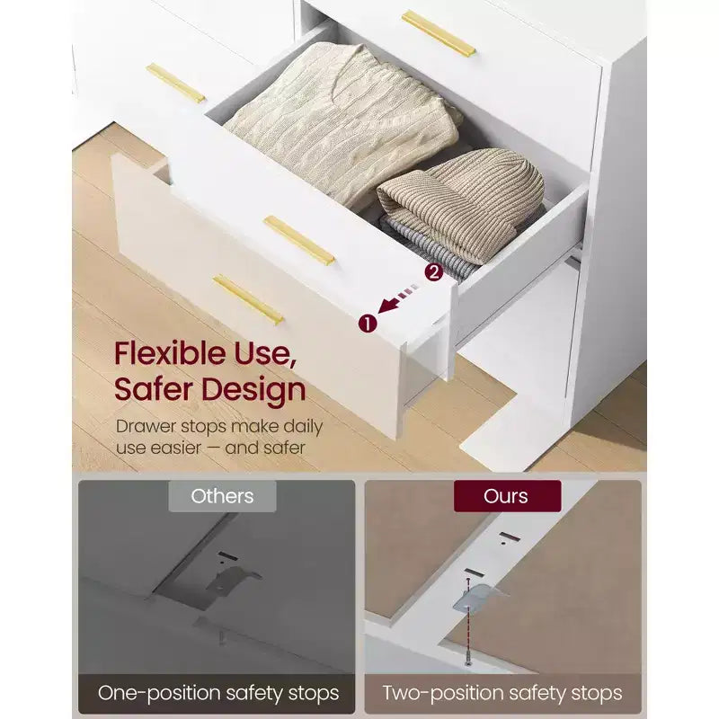 VASAGLE Collection CUSTOS - Commode pour chambre, meuble de rangement pour dressing, style moderne, meuble TV pour salon, 6 tiroirs