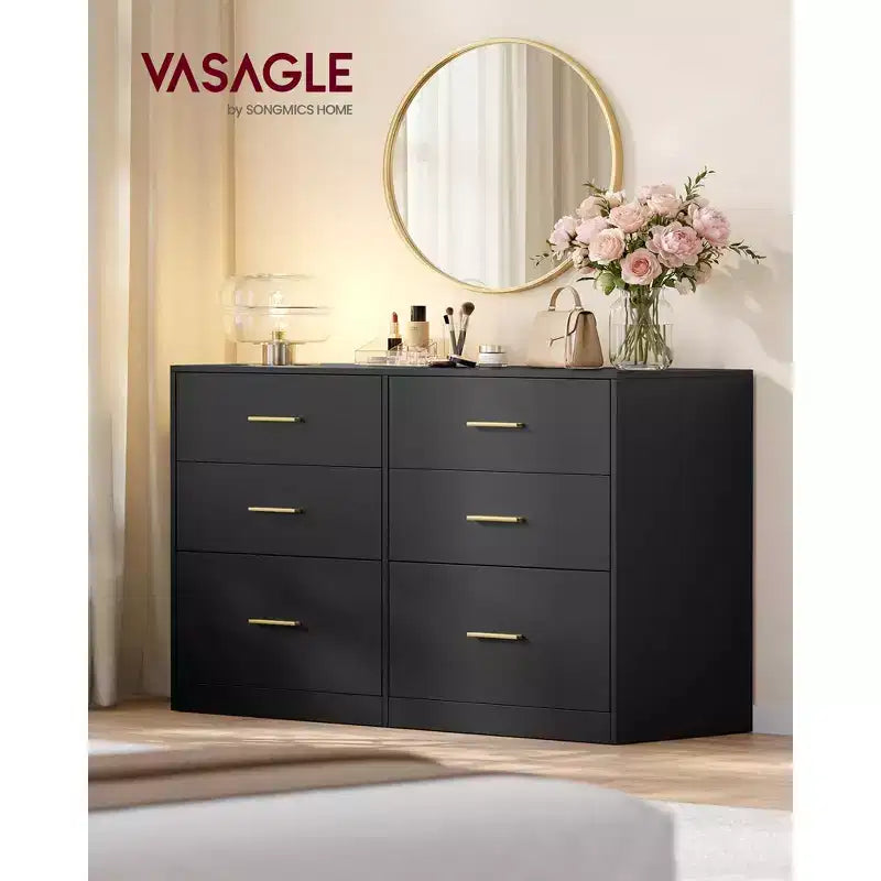 VASAGLE Collection CUSTOS - Commode pour chambre, meuble de rangement pour dressing, style moderne, meuble TV pour salon, 6 tiroirs