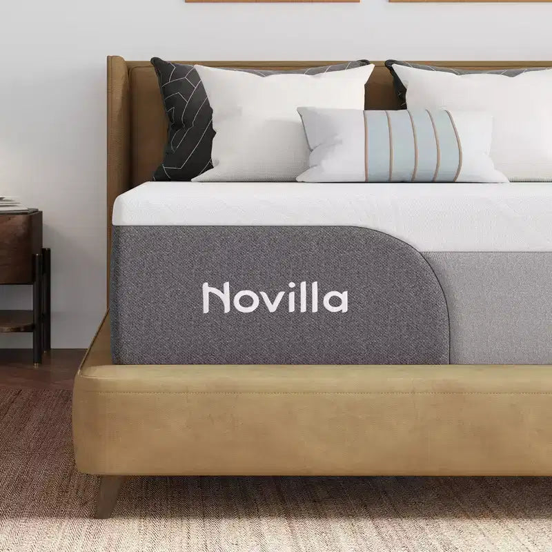 Novilla Matelas en Mousse à Mémoire de Forme Gel Rafraîchissant, Moyennement Ferme, 10/12/14 Pouces, Livré dans une Boîte, pour Soulager la Pression