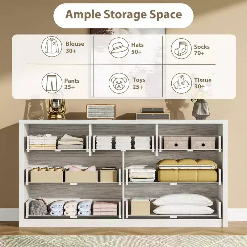 Acekool Commode à 7 Tiroirs Large pour Chambre, Salon ou Entrée, en Bois, Organisateur de Rangement, Fini Blanc Moderne