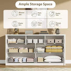 Acekool Commode à 7 Tiroirs Large pour Chambre, Salon ou Entrée, en Bois, Organisateur de Rangement, Fini Blanc Moderne